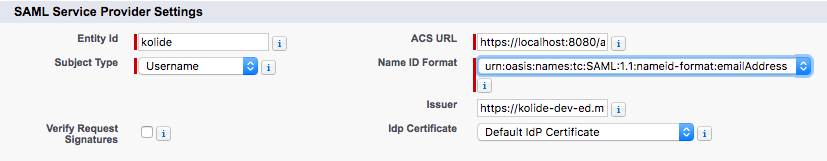 Example Salesforce IDP Configuration