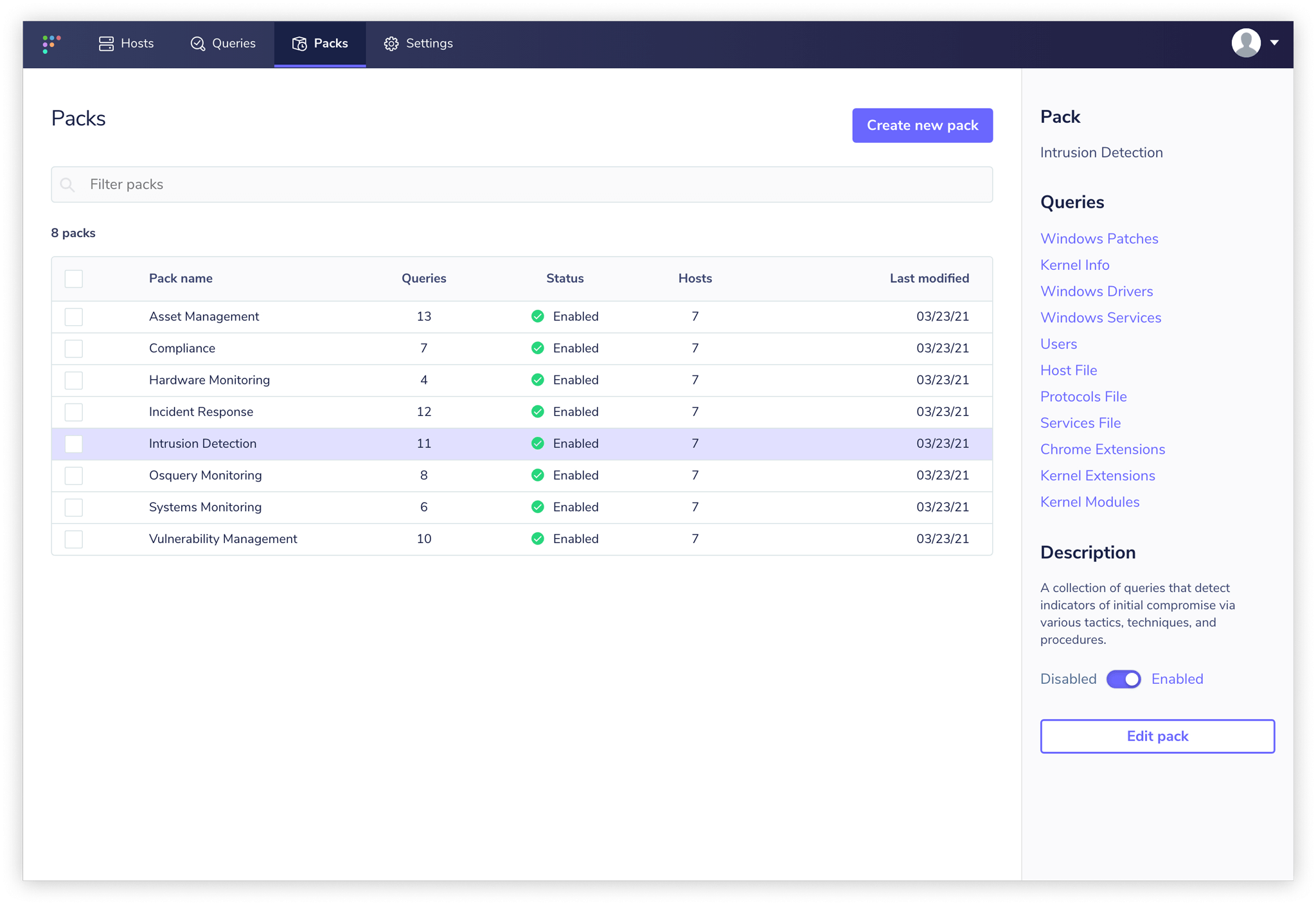 Manage Packs With Pack Selected