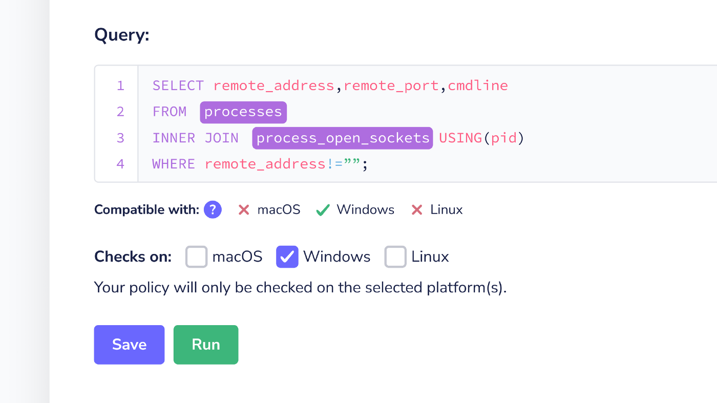 Check policies on specific platforms