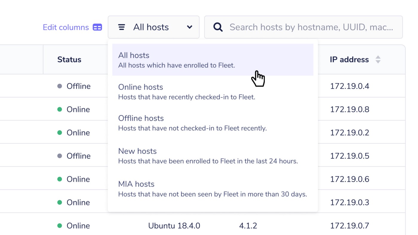 Filter hosts simultaneously by status and by label