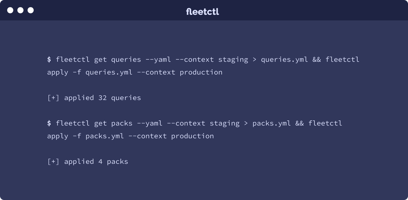 Import and export queries and packs in Fleet