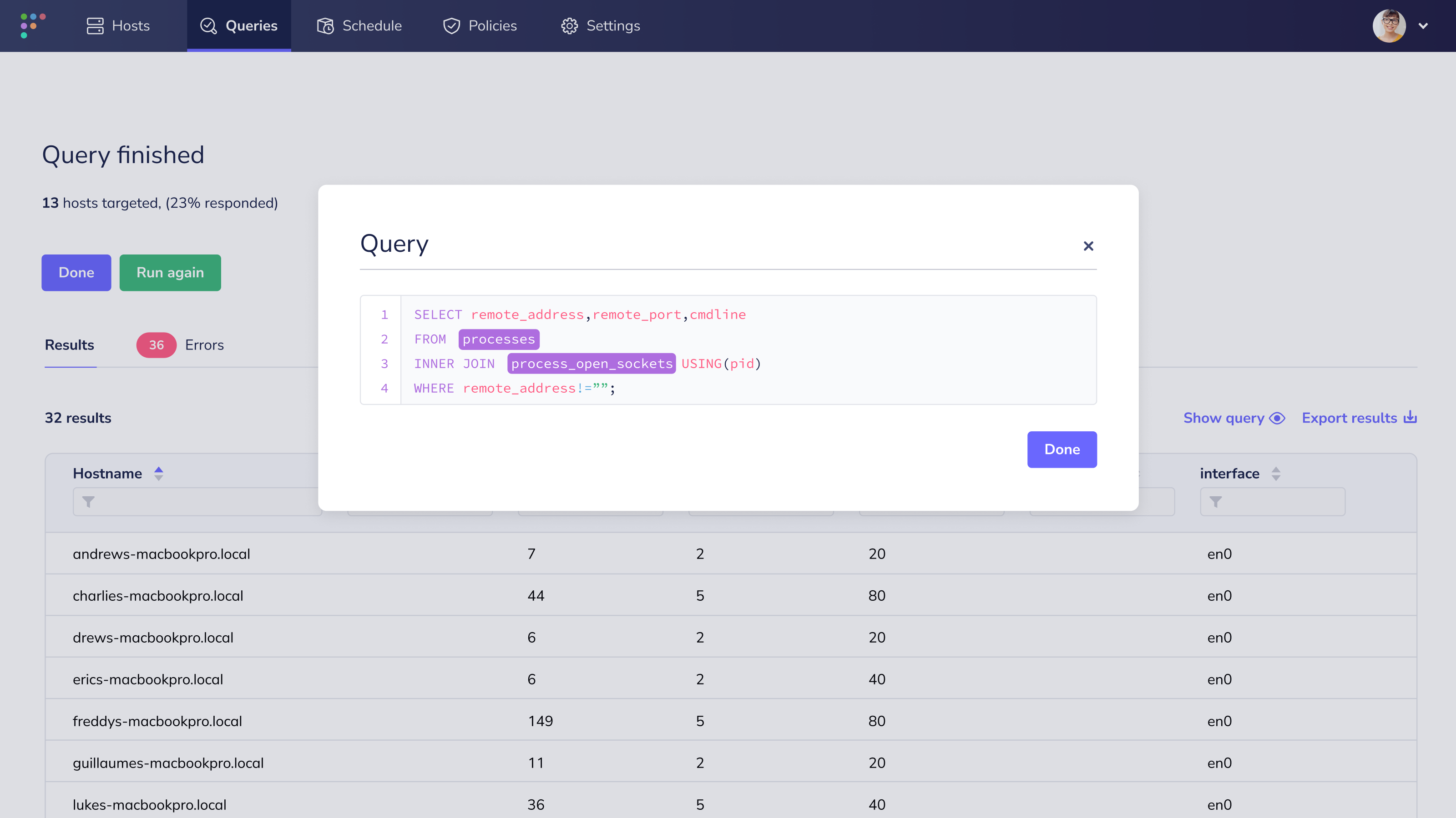 Improved live query experience