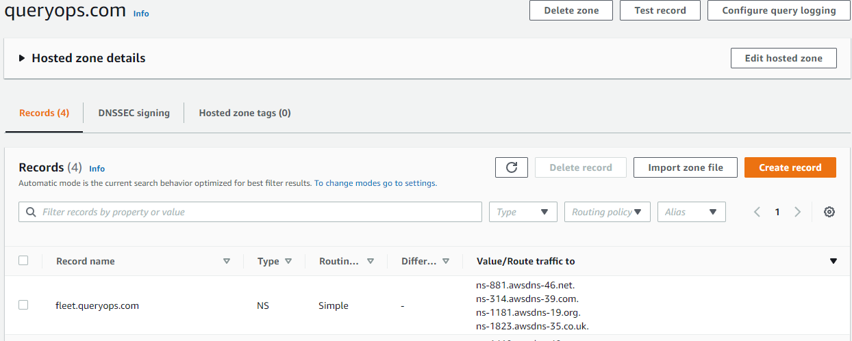 Route 53 QueryOps Hosted Zone