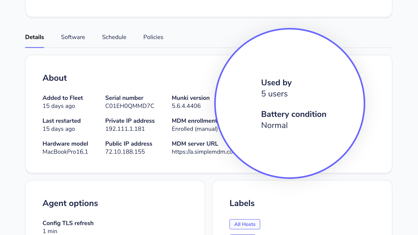 Battery condition added to Host Details.