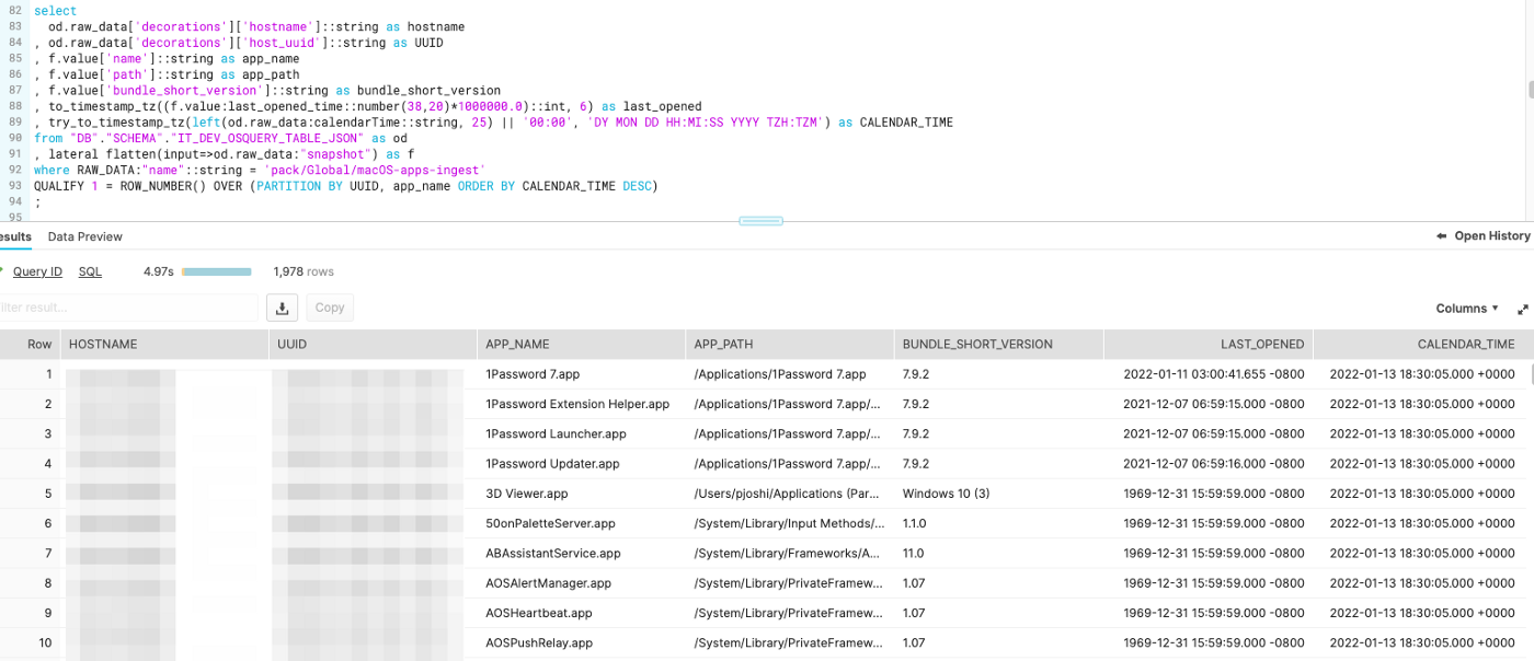 Query and data example