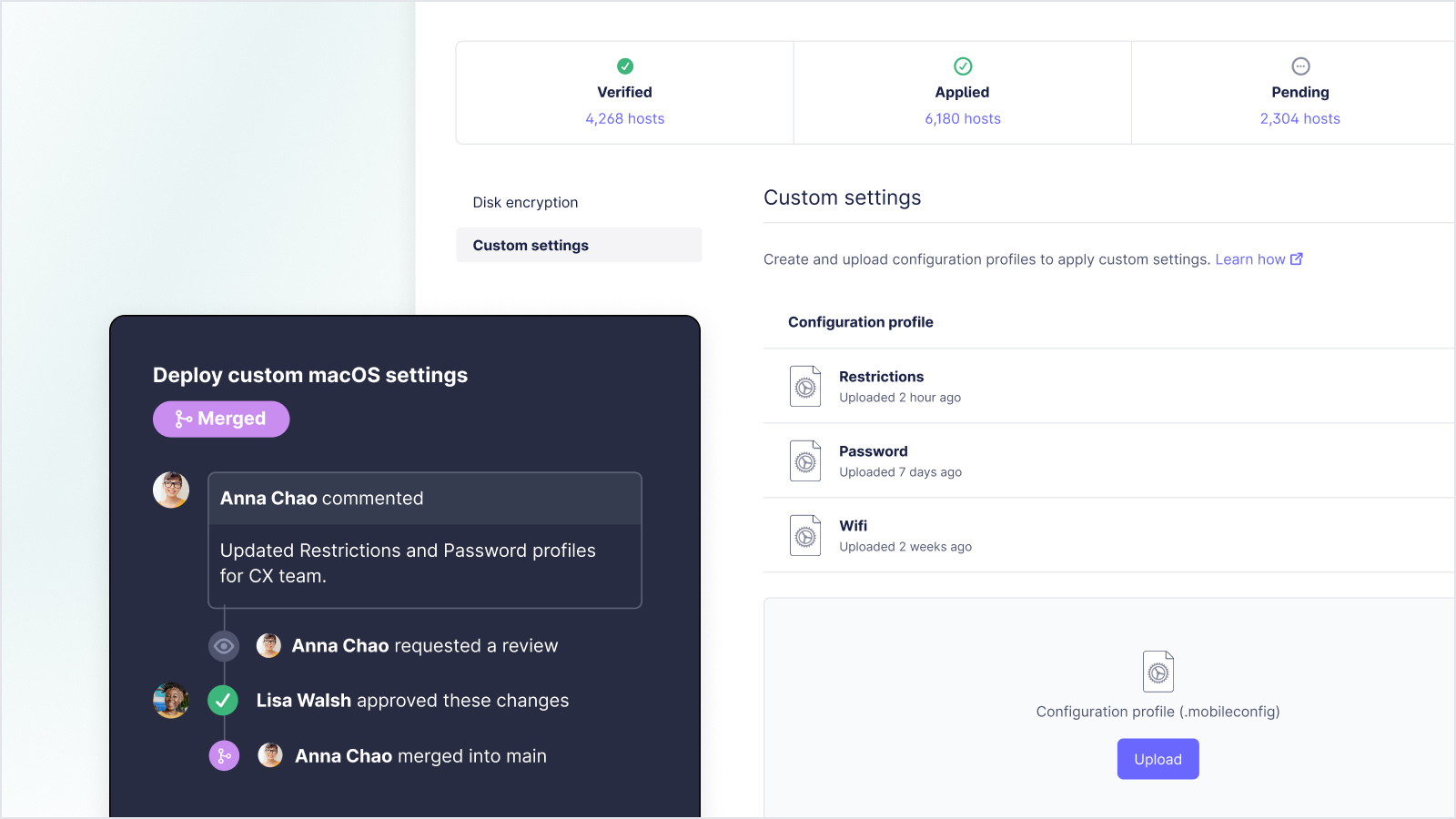 Fleet custom settings