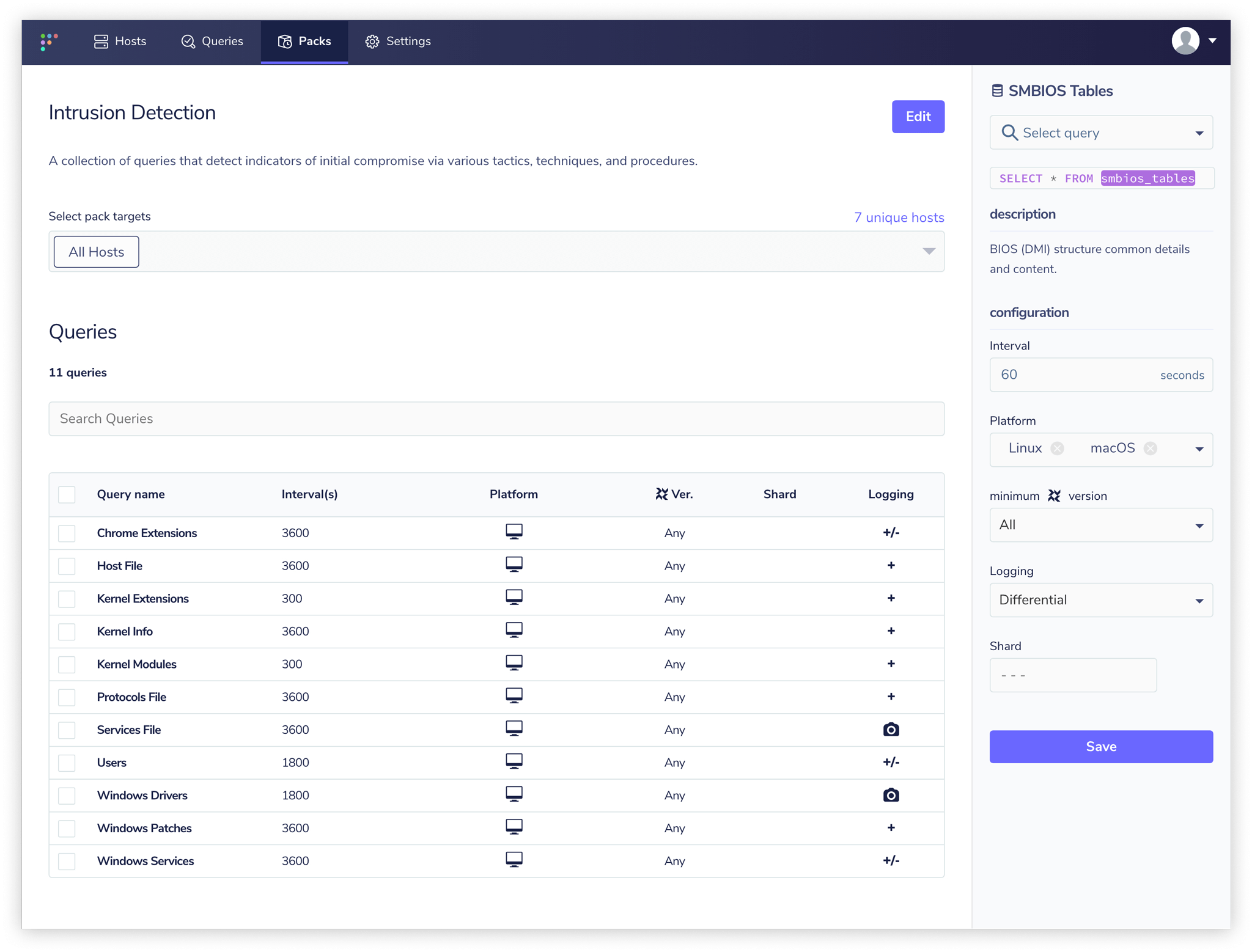 Schedule Query Sidebar