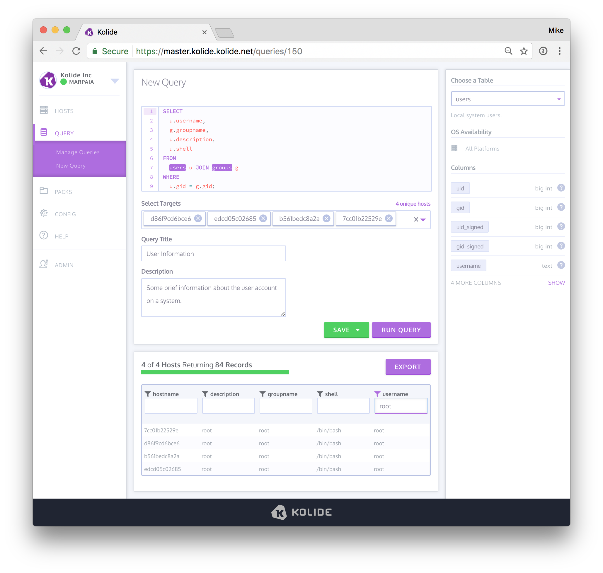 Distributed saved query with local filter