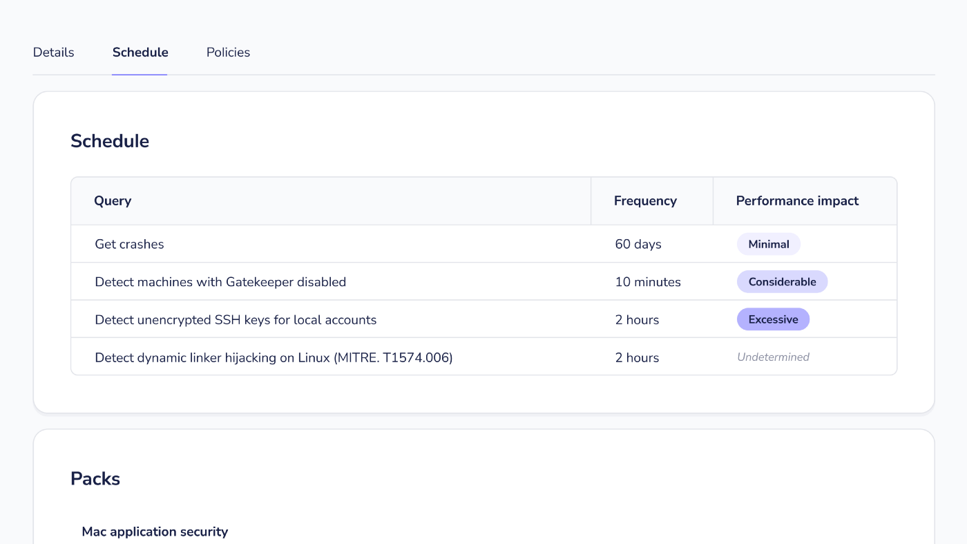 View scheduled queries on specific hosts via the host details page