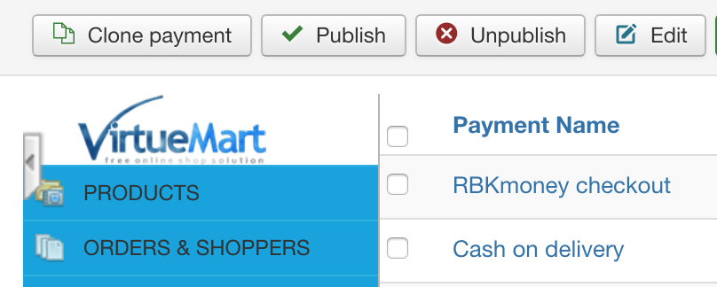 List payment methods