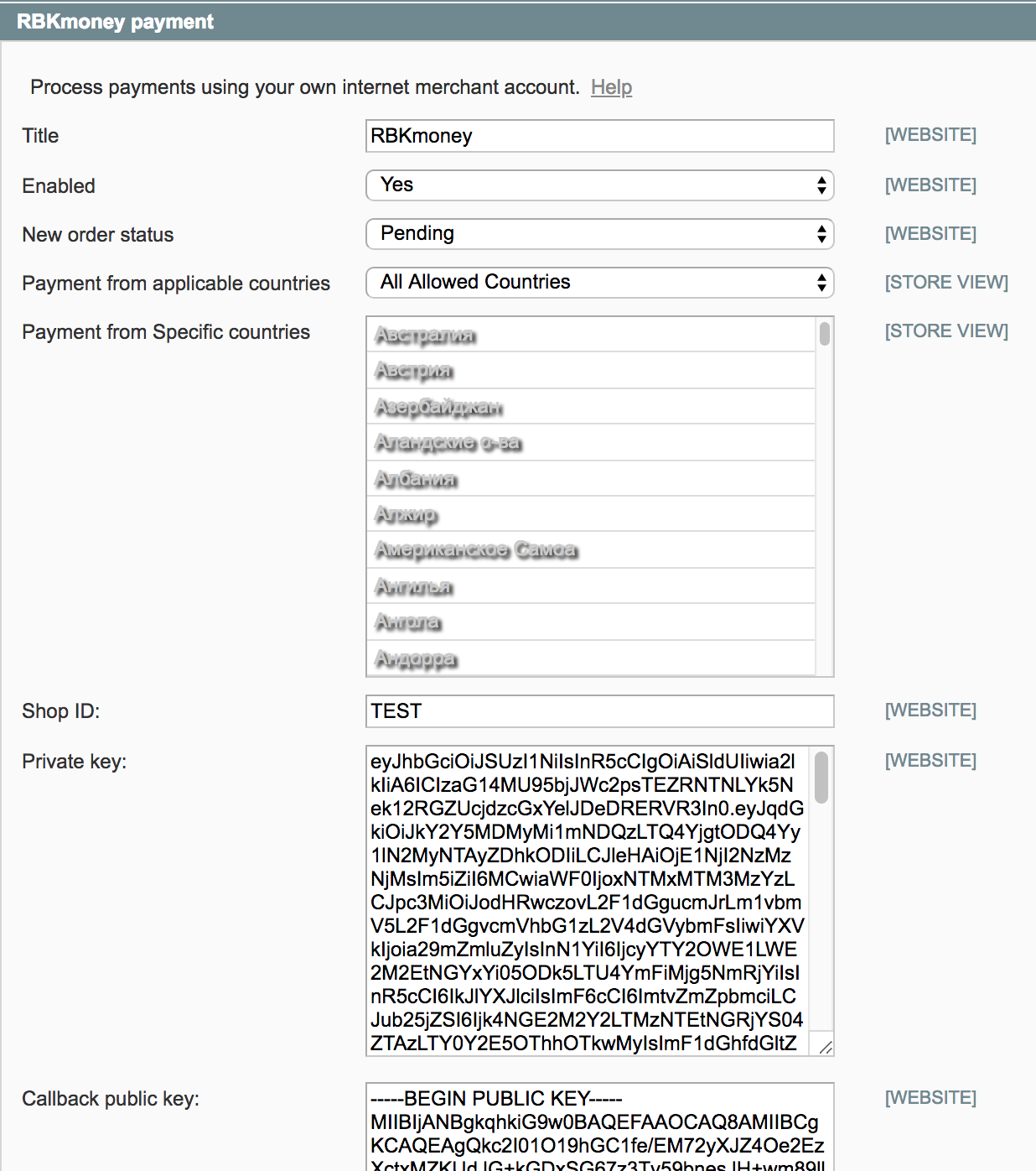 Plugin settings